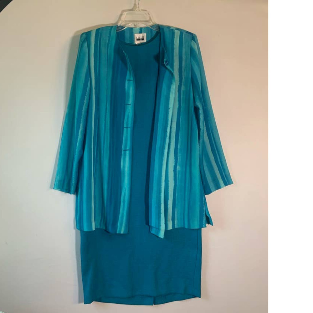Vintage Leslie Fay Dresses Blue Dress Set S